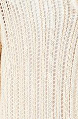 Yumi Beige Tie Front Pointelle Cardigan