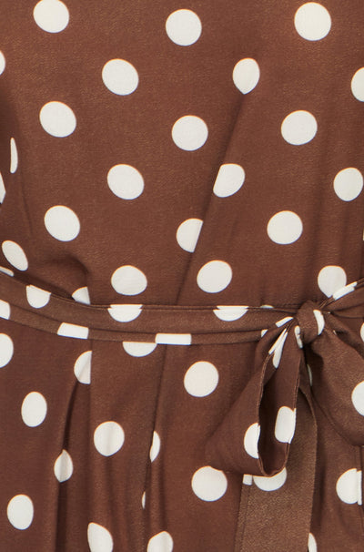 Yumi Brown Polka Dot Culotte Jumpsuit