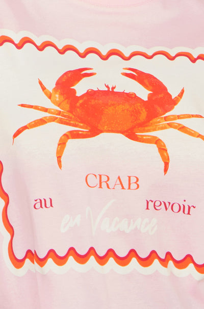 Yumi Pink Crab Vacation Print T Shirt