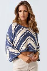 Denim Blue Crochet Cropped Jumper