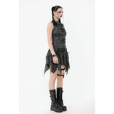 Dark in Love Elandra Layered Lace Handkerchief Hem Goth Skirt in Charcoal Black