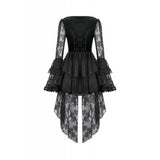 Dark in Love Classic Gothic Velvet & Lace Embroidered Dress