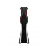 Dark in Love Lilith Red & Black Mesh Panel Goth Gown