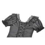 Dark in Love Seraphina Ruched Puff Sleeve Corset Top in Black