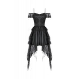 Dark in Love Morgana Gothic Off-Shoulder Lace Hem Dress