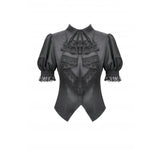 Dark in Love Viktoria Lace Ruffle Gothic Blouse in Black