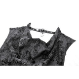 Dark in Love Shredded Butterfly Print Halter Goth Top In Grey