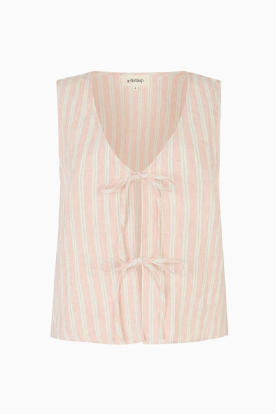 The Camilla Sleeveless Tie Top in striped rosé