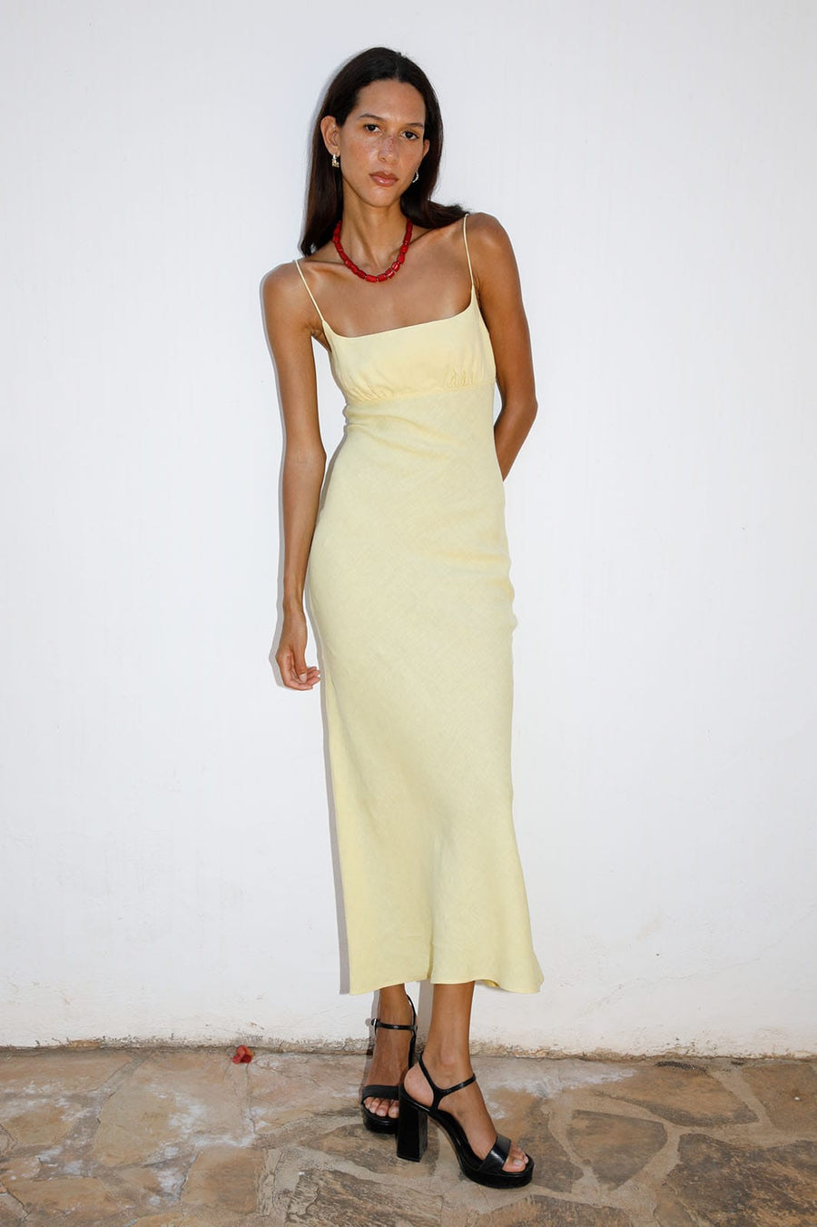 The Nicola Maxi Slip Dress in yellow