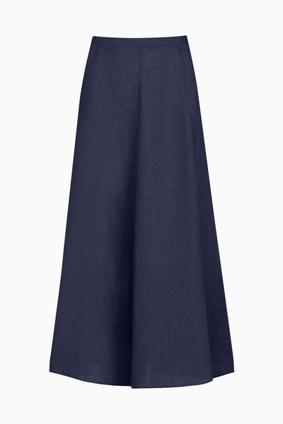 The Poppy Flowing Maxi Skirt in navy blue