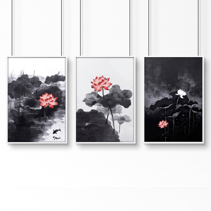 Art Modern Prints | Set of 3 Asian Inspired Wall art Prints