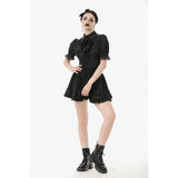 Dark in Love Viktoria Lace Ruffle Gothic Blouse in Black