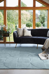 Penny Duck Egg Blue Geometric Wool Rug