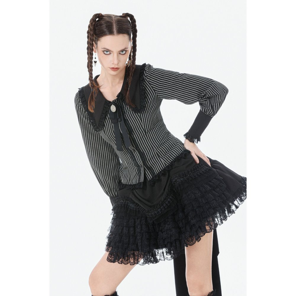 Dark in Love Gothic Peter Pan Collar Lace Shirt