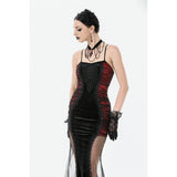 Dark in Love Lilith Red & Black Mesh Panel Goth Gown