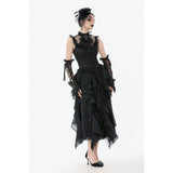 Dark in Love Seraphina Ruched Lace Goth Blouse in Black