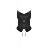 Dark in Love Black Lace Court Lace-Up Camisole