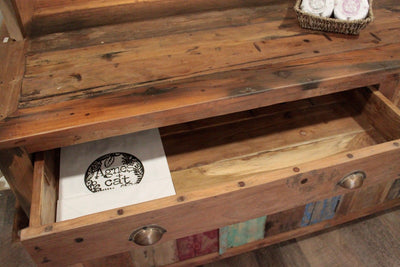 Recycled Teak Wood Centre Display Table 207x97x80cm
