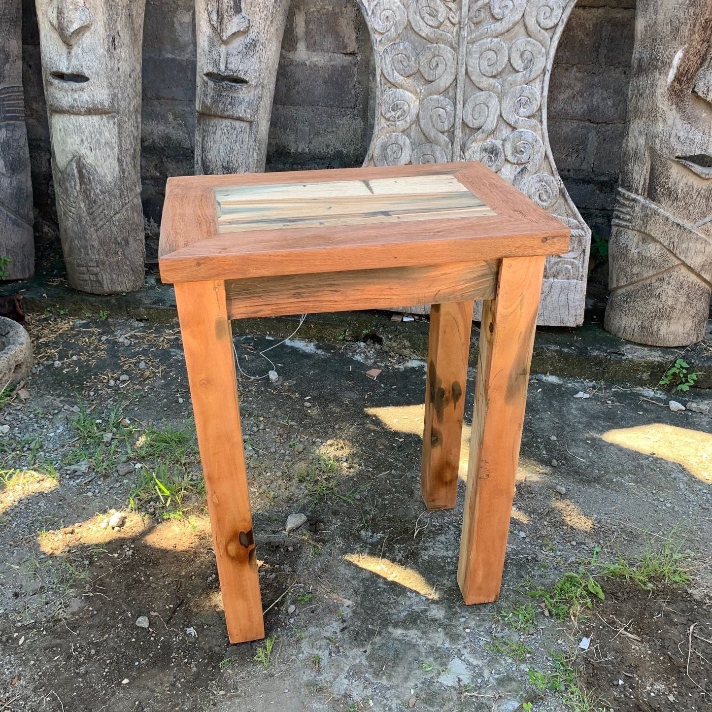Recycled Teak Wood Tall Kitchen or Hallway Table 61×42×81cm