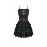 Dark in Love Crimson Shadow Layered Lace Cake Dress