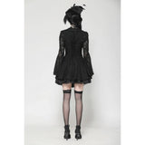 Dark in Love Luca Black Hollow Lace Gemstone Button Adjustable Waist Dress