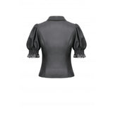 Dark in Love Viktoria Lace Ruffle Gothic Blouse in Black