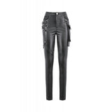 Dark in Love Punk Leather-Look Strap Detail Trousers