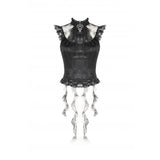 Dark in Love Seraphina Ruched Lace Goth Blouse in Black