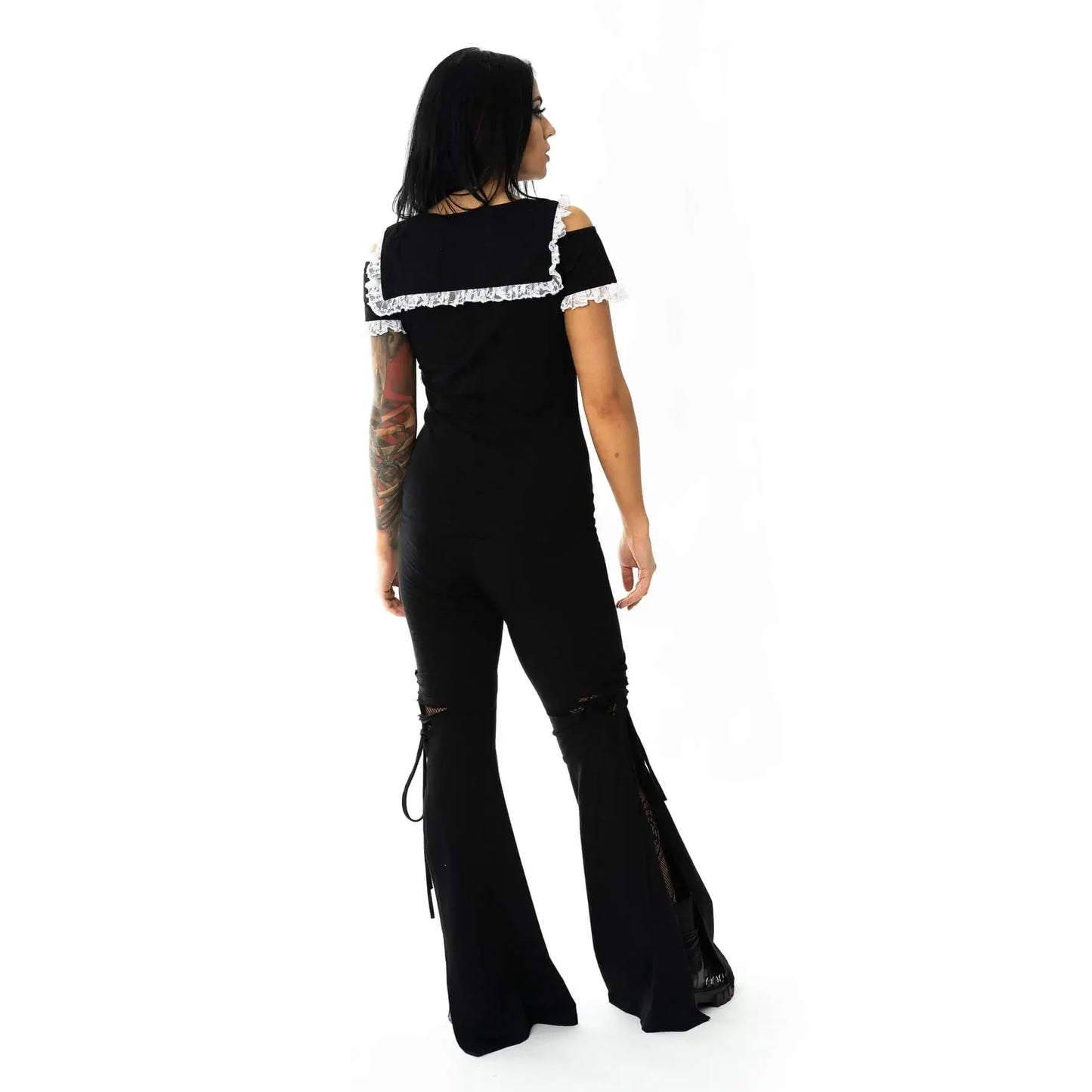 Innocent Lifestyle Ladies Birdie Long Leg Flared Trousers in Black