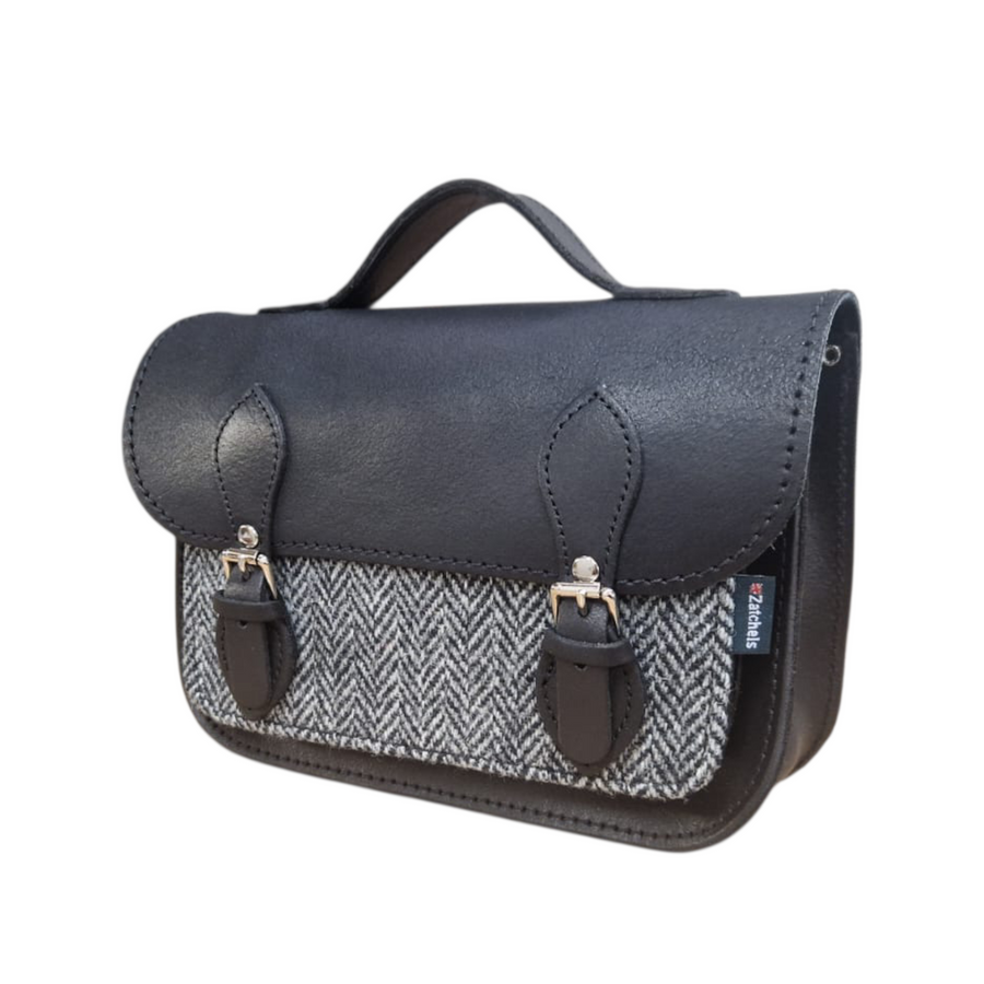 Midi Tannery & Tweed Satchel - Black