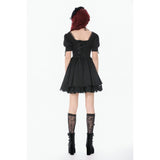 Dark in Love Gothic Lace Square-Neck Puff Sleeve Dress