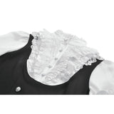 Dark in Love Court-Style Black & White Lace Blouse