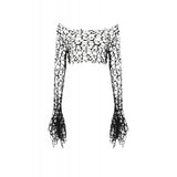 Dark in Love Morana Mesh Crochet Knit Bell Sleeve Crop Top