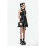 Dark in Love Valentina Red Velvet Mesh Panel Goth Dress