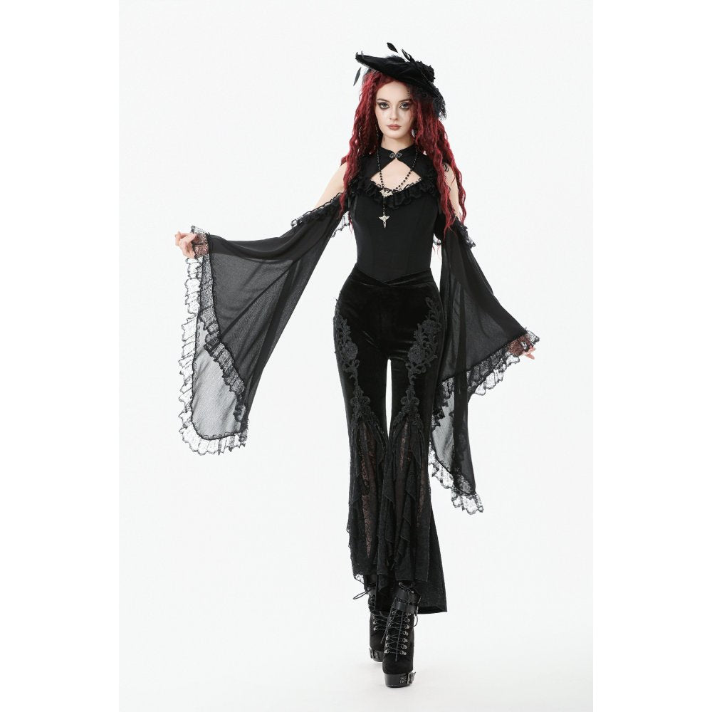 Dark in Love Erzebeth Velvet Lace Flare Trousers