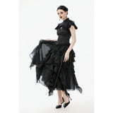 Dark in Love Seraphine Lace Shoulder Goth Top