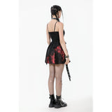 Dark in Love Nyssa Black & Red Strap Detail Goth Mini Dress