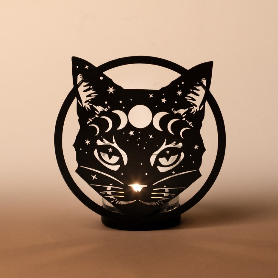 Alchemy Gothic Celestial Cat Tealight Holder
