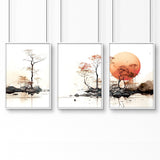 Chinese Wall Art | Set of 3 Asian Inspired Wall art Prints