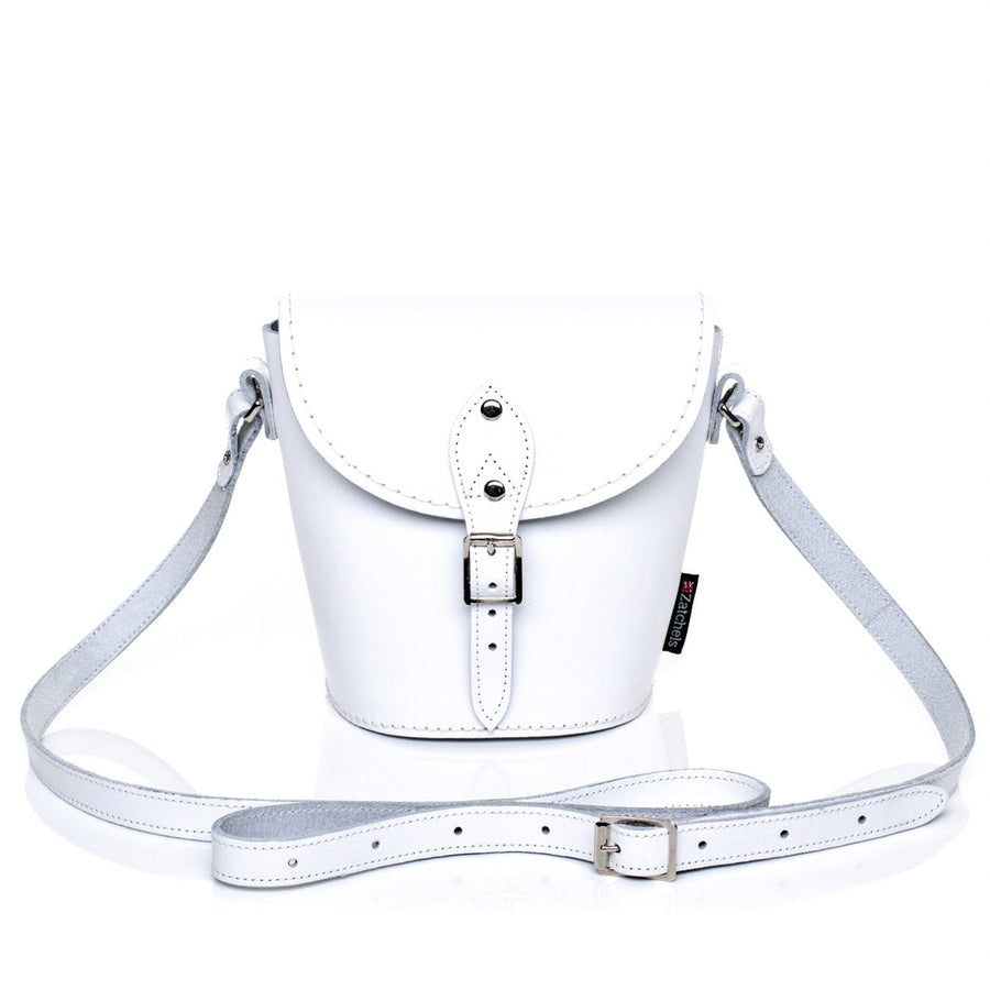 Handmade Leather Barrel Bag - White
