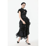 Dark in Love Seraphine Lace Shoulder Goth Top