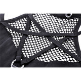Dark in Love Enyo Mesh Strap Goth Halter Top in Black