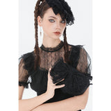 Dark In Love Victoria Black Lace Bow Mini Handbag