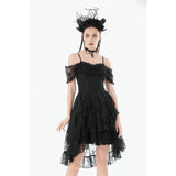 Dark in Love Romantic Gothic Lace Layered High-Low Dress