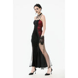 Dark in Love Lilith Red & Black Mesh Panel Goth Gown