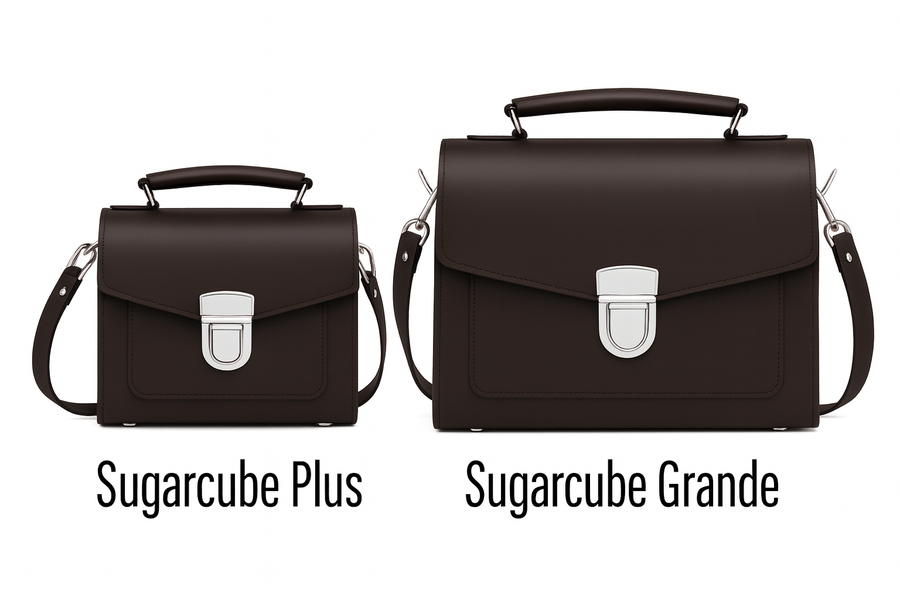 Handmade Leather Sugarcube Handbag - Dark Brown