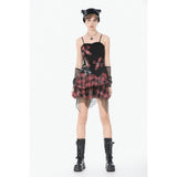 Dark in Love Punk Plaid Cross Strap Top