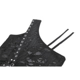 Dark in Love Morrigan One-Shoulder Lace Goth Top in Black