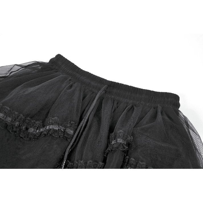Dark in Love Gothic Tailed Sheer Mesh Petticoat Skirt