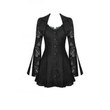 Dark in Love Luca Black Hollow Lace Gemstone Button Adjustable Waist Dress